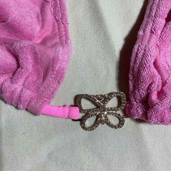 Pink Triangle Halter Bikini Set - Tie Side Swimwear - Picture 3 of 7